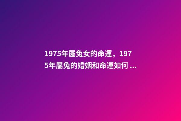 1975年屬兔女的命運，1975年屬兔的婚姻和命運如何 75年屬兔女后半生的命運，75屬兔女2022 年47歲運勢-第1張-觀點-玄機派